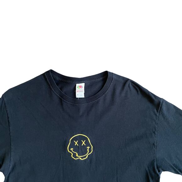 Men's MELTING HAPPY FACE T-Shirt Black Cotton Crew Neck Size Medium - Picture 3 of 14